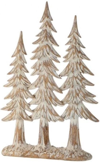Regency International Resin Winter Chalet Tree Grove Figurine, 14-Inch, Cream Brown
