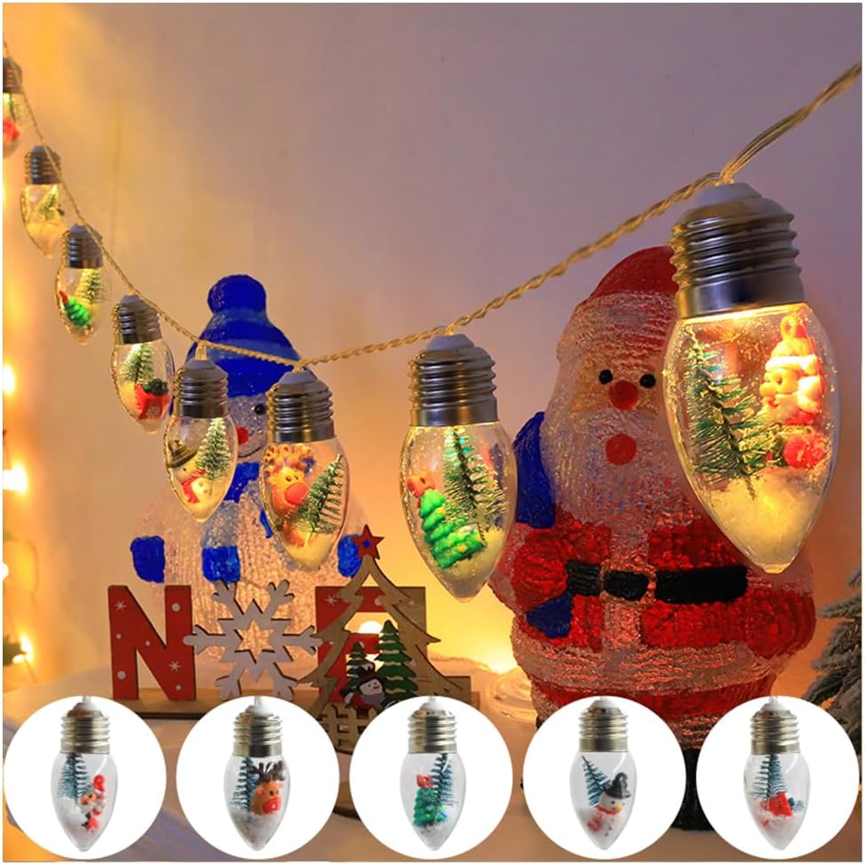 Fairy Lights, Christmas Tree Decor Hanging String Lights Creative PVC Clear Light Bulb Modeling Led Copper Wire Lights for Party Wedding Birthday Decor