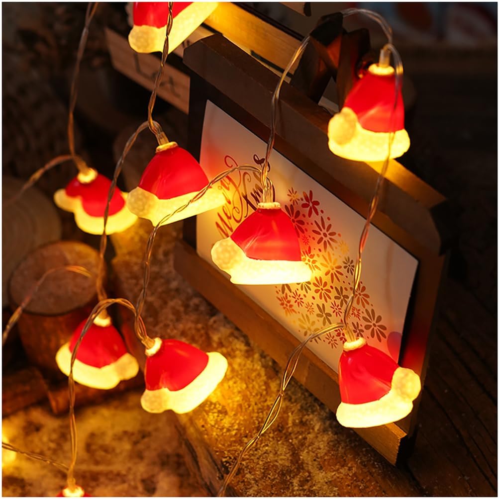 CAKERS Christmas Decor String Lights|Creative Cute Novelty Fairy Lights|Hanging Copper Wire Lights|Night Lights for Birthday Party Xmas Tree Decor,Christmas A,2m(6.5ft)-10LED-Battery