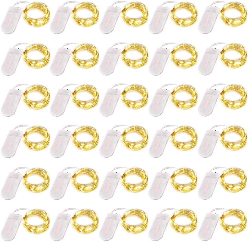 Fairy Lights Battery Operated (Included), 6.6ft 20 LED Mini String Light, Waterproof Silver Wire Firefly Starry Light for DIY Wedding Christmas Party Mason Jars Decor Indoor (Cool White, 30 Pack)