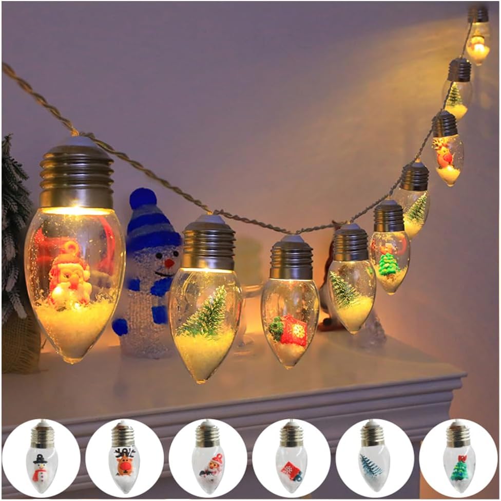 Fairy Lights, Christmas Tree Decor Hanging String Lights Creative PVC Clear Light Bulb Modeling Led Copper Wire Lights for Party Wedding Birthday Decor