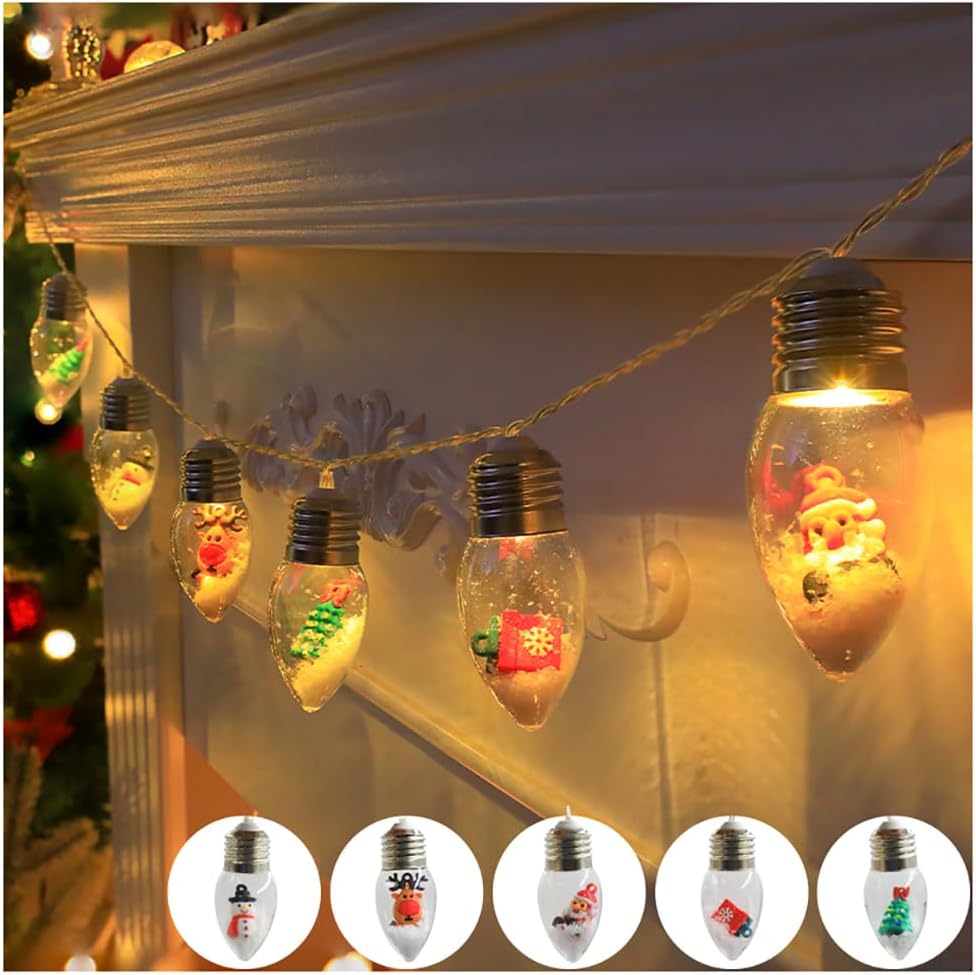 Fairy Lights, Christmas Tree Decor Hanging String Lights Creative PVC Clear Light Bulb Modeling Led Copper Wire Lights for Party Wedding Birthday Decor