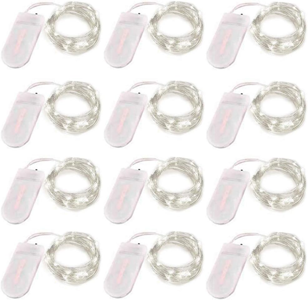 Fairy Lights Battery Operated (Included), 6.6ft 20 LED Mini String Light, Waterproof Silver Wire Firefly Starry Light for DIY Wedding Christmas Party Mason Jars Decor Indoor (Cool White, 30 Pack)