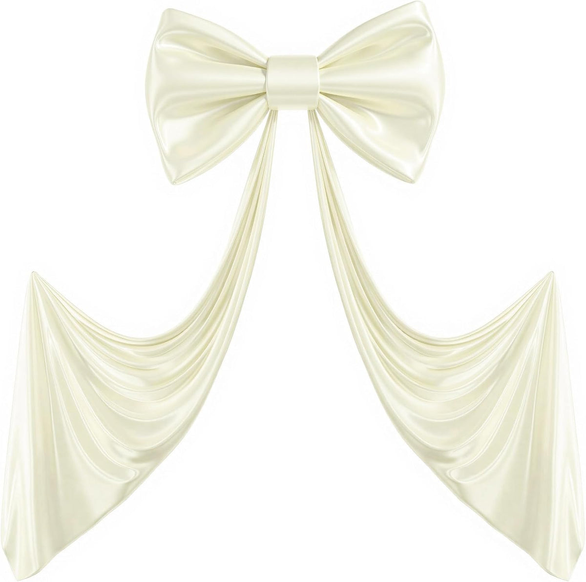 Giant Ivory Bow for Backdrop 80x24 Inches Large Satin Ribbon Bow Wall Decor for Wedding Birthday Baby Shower Party Photo Booth, Washable Reusable Big Bow for Nursery Bedroom Door Hanging Decoration