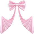 Giant Ivory Bow for Backdrop 80x24 Inches Large Satin Ribbon Bow Wall Decor for Wedding Birthday Baby Shower Party Photo Booth, Washable Reusable Big Bow for Nursery Bedroom Door Hanging Decoration