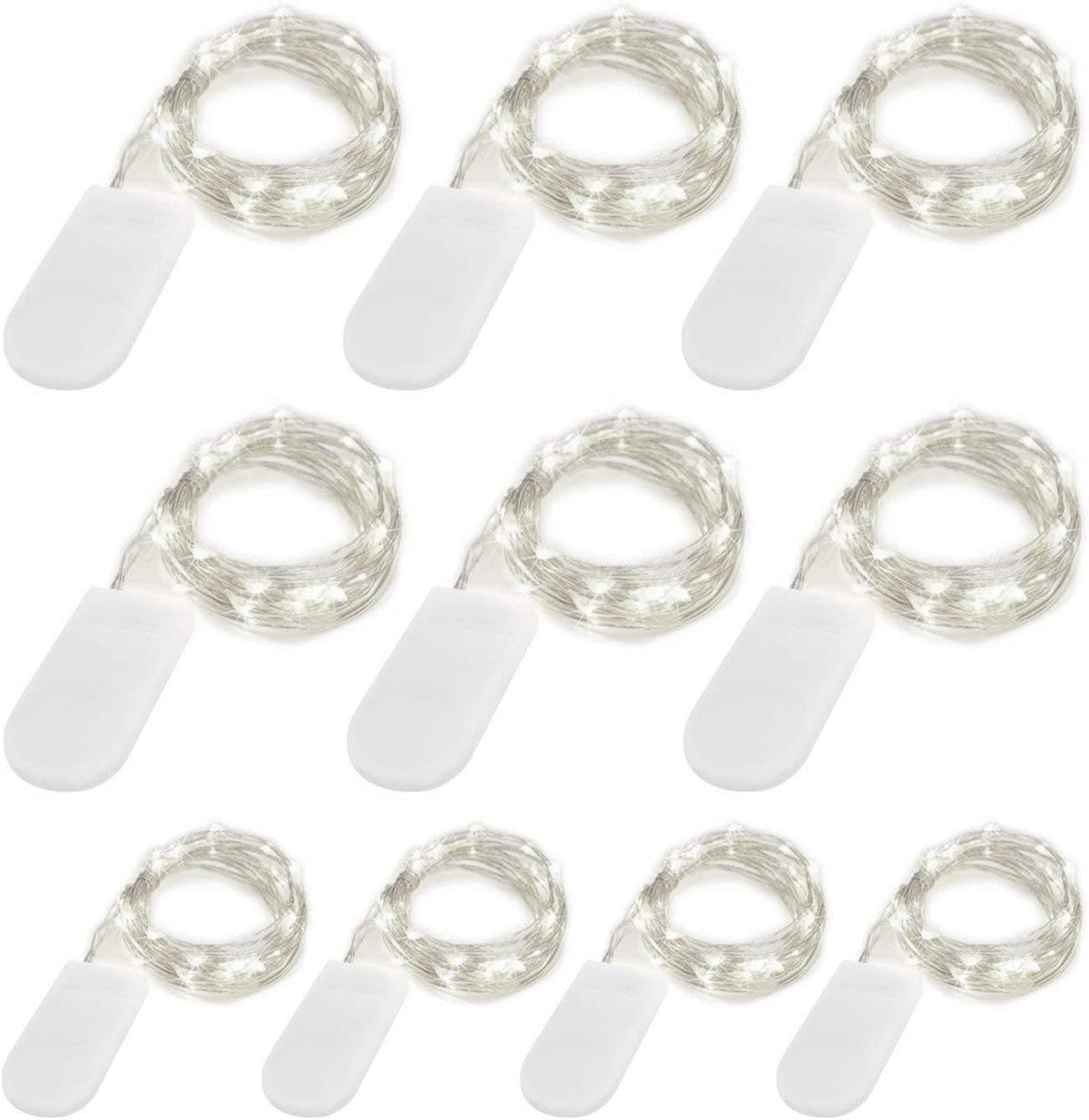 Fairy Lights Battery Operated (Included), 6.6ft 20 LED Mini String Light, Waterproof Silver Wire Firefly Starry Light for DIY Wedding Christmas Party Mason Jars Decor Indoor (Cool White, 30 Pack)
