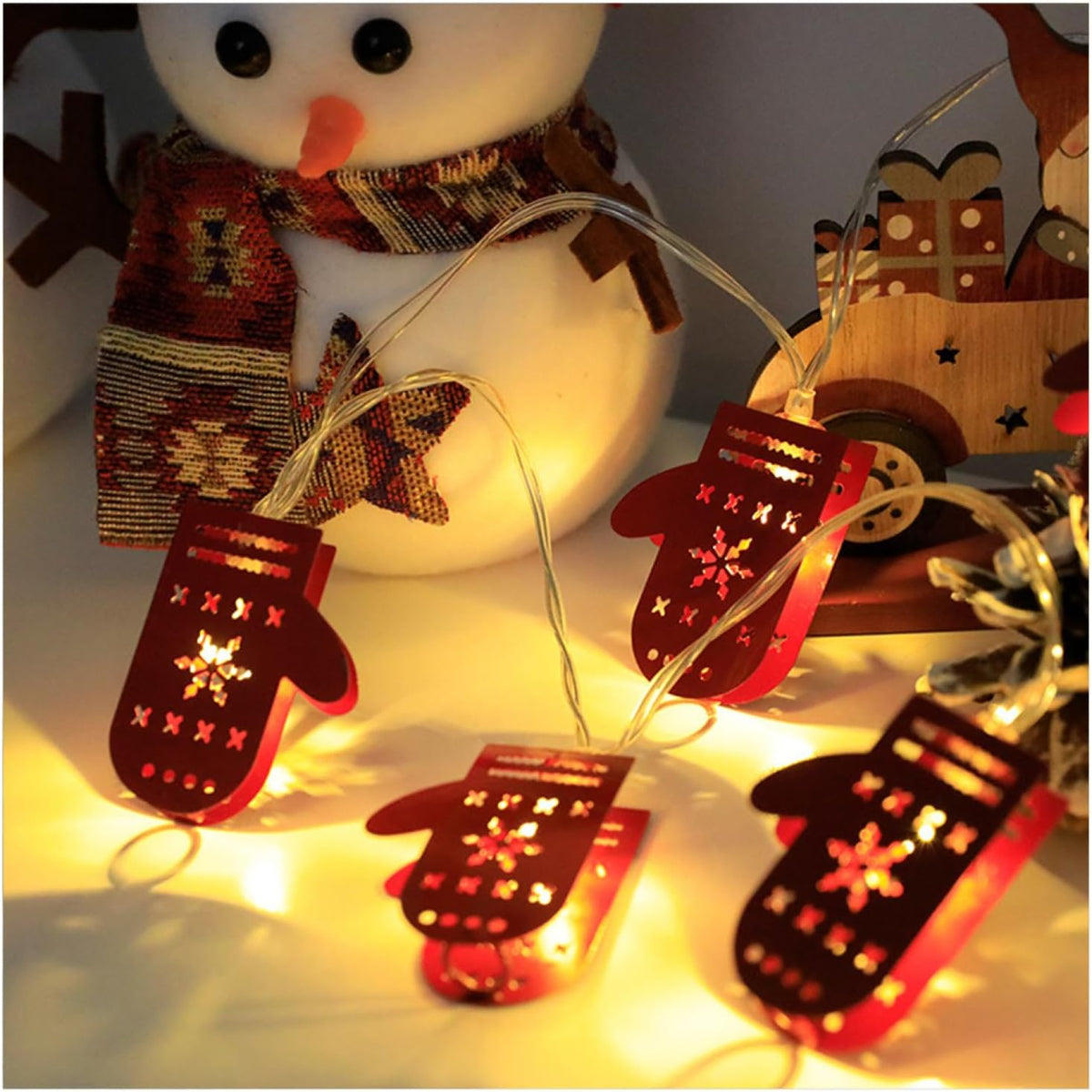 CAKERS Iron Christmas Decor String Light|Warm White Copper Wire Fairy Lights|Beautiful Light Displays for Party Bedroom Patio,A,3m(9.8ft)-20LED-USB