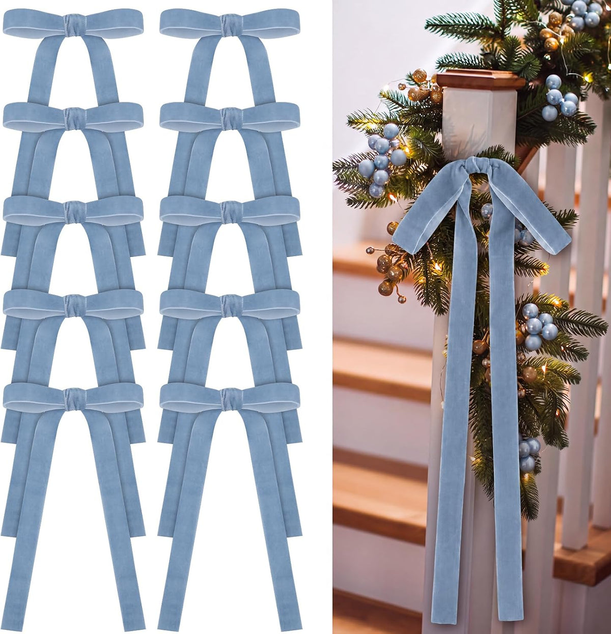 Glitinsel 24 Pcs Velvet Christmas Tree Bow, 10x18,1 w, Pastel | Vintage Christmas Ornaments Bow Velvet Ribbon Bows for Christmas Tree Garland Wreath Holiday Home Decorations