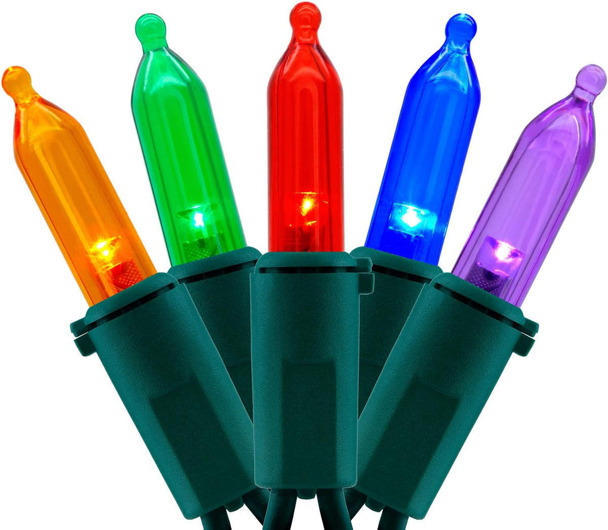 YULETIME 200 Multicolor Christmas Lights, 2-Set 33 ft 100 LED White Wire | Stay Lit, End-to-End Connectable, UL Certified, Commercial Grade, 2-Strand 200 Lights, 66' Total Length, 4 Spacing