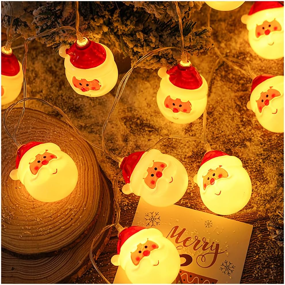 CAKERS Christmas Decor String Lights|Creative Cute Novelty Fairy Lights|Hanging Copper Wire Lights|Night Lights for Birthday Party Xmas Tree Decor,Christmas A,2m(6.5ft)-10LED-Battery