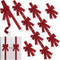 MCEAST 6-Piece Christmas Cabinet Bows, Red & Green Polka Dot, 10x87 Inches, Polyester, Christmas Occasion