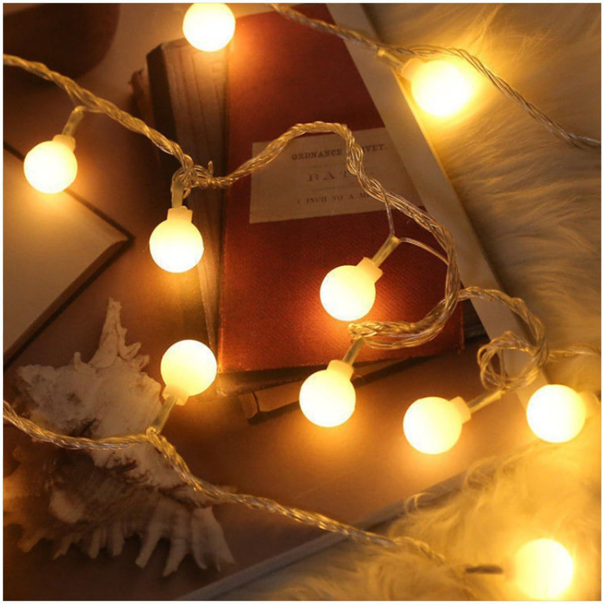 CAKERS Christmas Decor String Lights|LED Copper Wire Ambient Lamp|Creative Fairy Lights for Bedroom Home Party Patio,Round(Warm White),3m(9.8ft)-20LED-USB