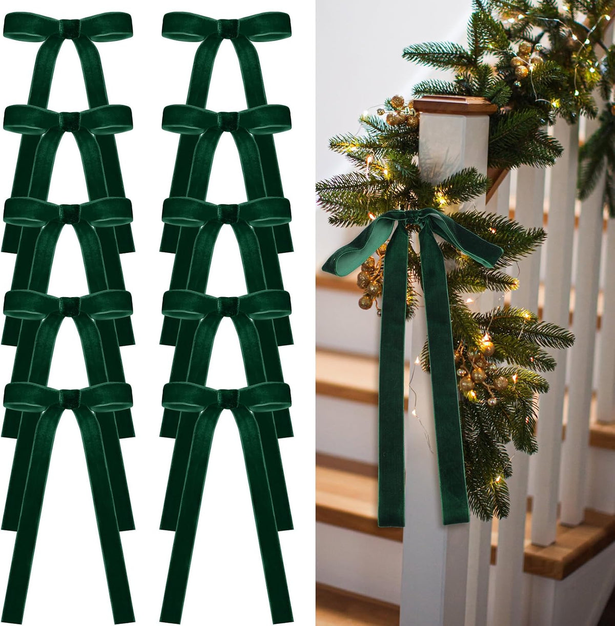 Glitinsel 24 Pcs Velvet Christmas Tree Bow, 10x18,1 w, Pastel | Vintage Christmas Ornaments Bow Velvet Ribbon Bows for Christmas Tree Garland Wreath Holiday Home Decorations