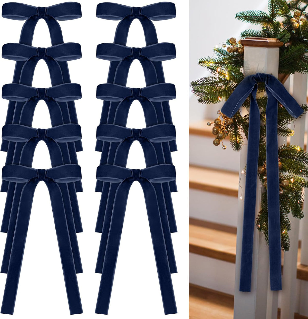 Glitinsel 24 Pcs Velvet Christmas Tree Bow, 10x18,1 w, Pastel | Vintage Christmas Ornaments Bow Velvet Ribbon Bows for Christmas Tree Garland Wreath Holiday Home Decorations