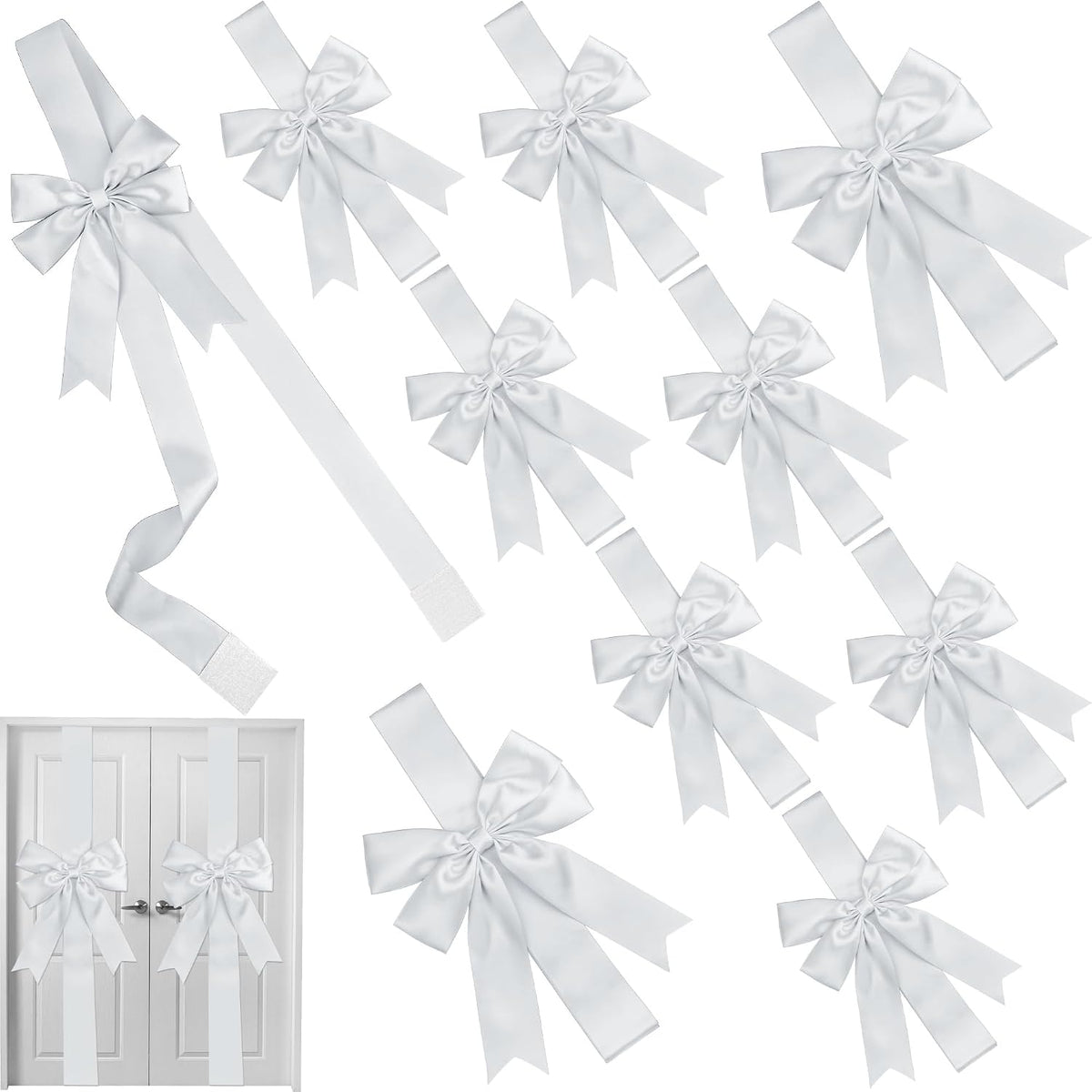 MCEAST 6-Piece Christmas Cabinet Bows, Red & Green Polka Dot, 10x87 Inches, Polyester, Christmas Occasion