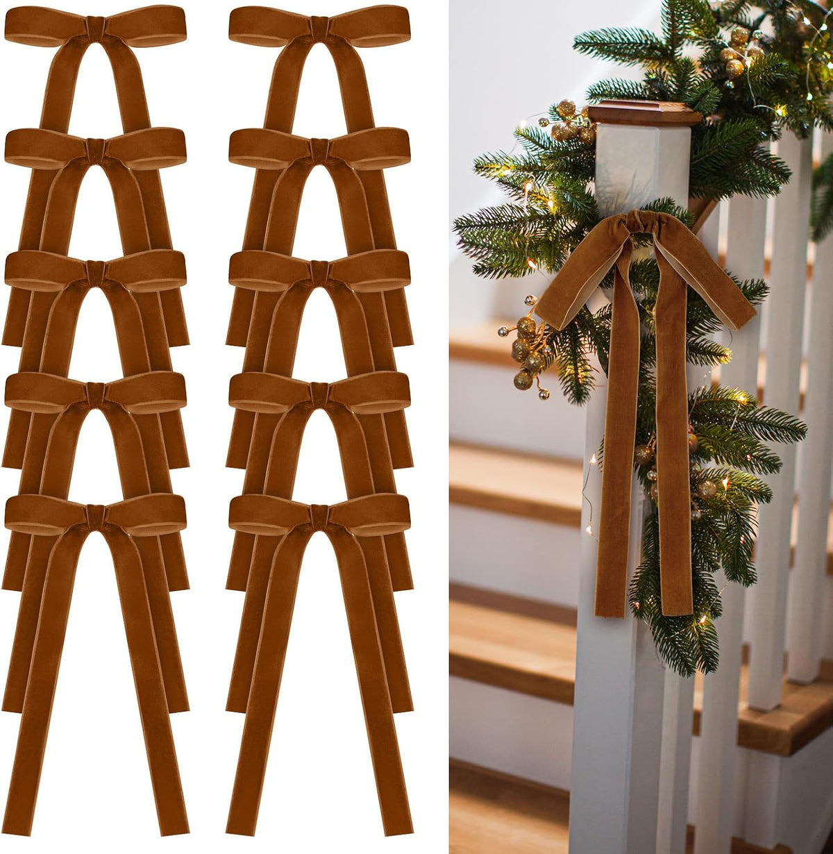 Glitinsel 24 Pcs Velvet Christmas Tree Bow, 10x18,1 w, Pastel | Vintage Christmas Ornaments Bow Velvet Ribbon Bows for Christmas Tree Garland Wreath Holiday Home Decorations