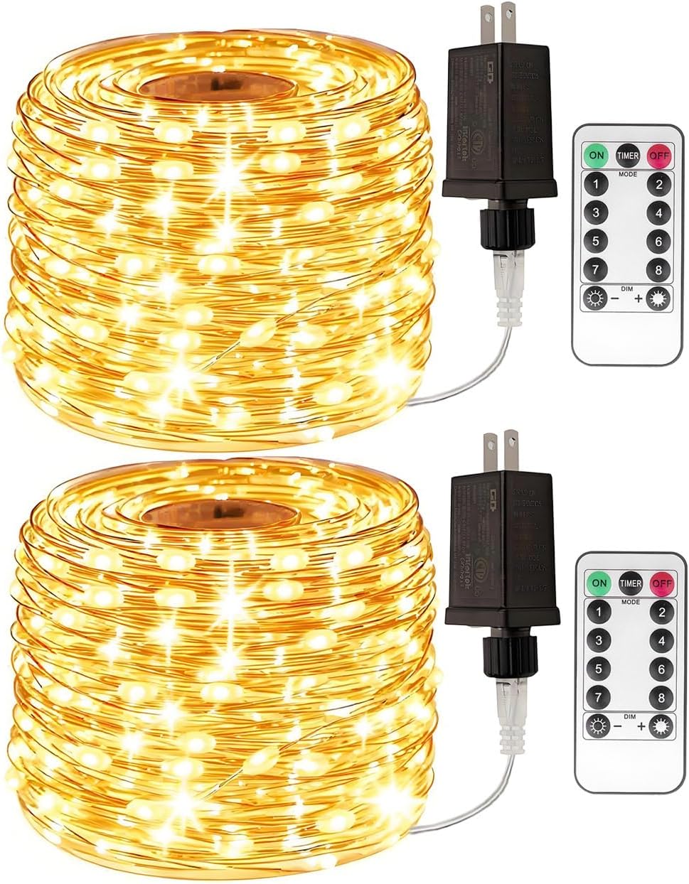 RESNICE 2 Pack Plug in Fairy Lights Silver Wire, 66FT 200 LED, Warm White | With Remote & Timer, 8 Modes, LED Fairy Lights Outdoor Indoor for Bedroom Patio Porch Garden Wreath Christmas Tree Wedding