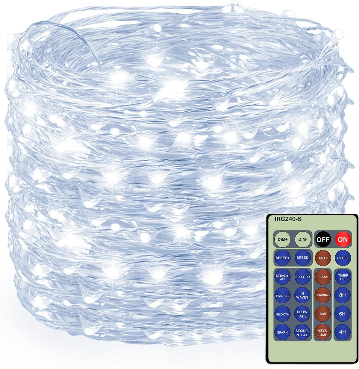 Decute 500LED 164ft Fairy String Lights Cool White Christmas Light Silver Wire with Remote, Firefly Lights Starry Light for DIY Christmas Tree Costume Wedding Party Table Centerpiece Decor