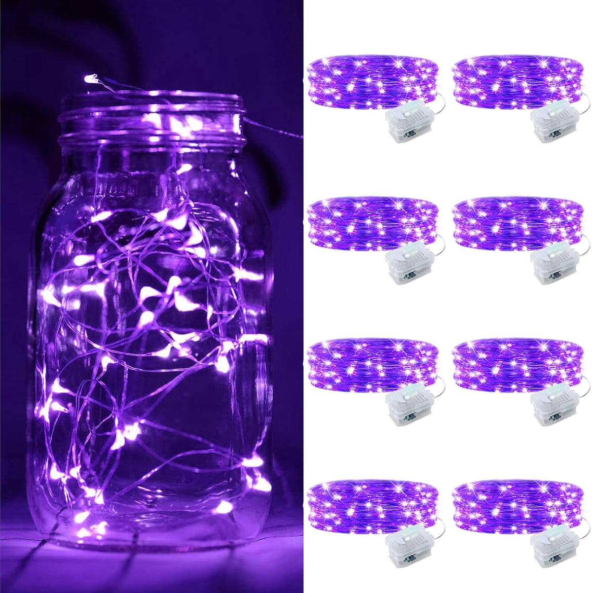 ZGWJ 24 Pack Multicolor Fairy Lights, Mini String Lights | Battery Operated 7 FT 20 LED Waterproof 3 Modes for DIY, Parties, Wedding, Halloween, Christmas Decoration