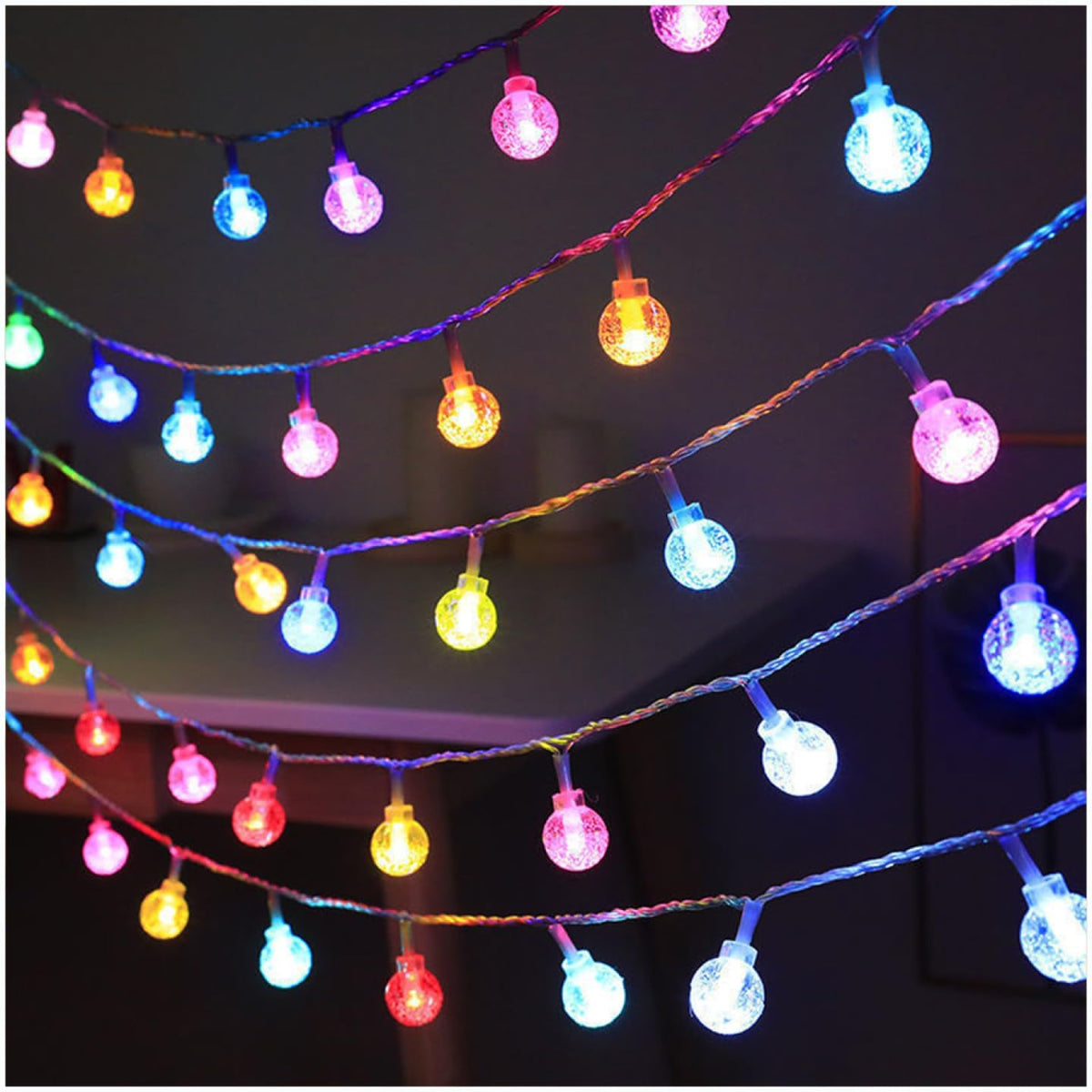 CAKERS Christmas Decor String Lights|LED Copper Wire Ambient Lamp|Creative Fairy Lights for Bedroom Home Party Patio,Round(Warm White),3m(9.8ft)-20LED-USB