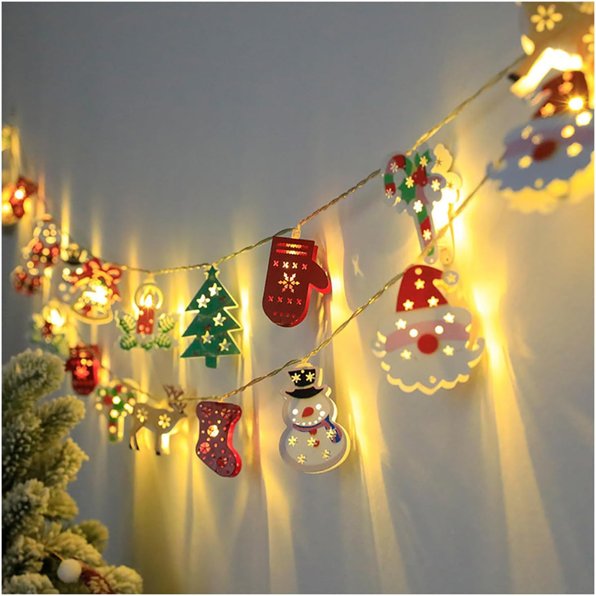 CAKERS Iron Christmas Decor String Light|Warm White Copper Wire Fairy Lights|Beautiful Light Displays for Party Bedroom Patio,A,3m(9.8ft)-20LED-USB