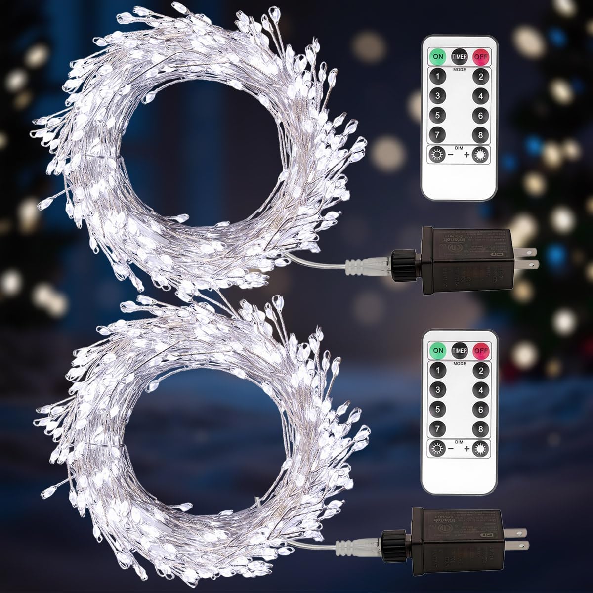 50ft 500LED Christmas Fairy String Lights Plug in, 8 Modes Warm White | Waterproof Remote Control Timer for indoor and outdoor, Green Wire Cluster String Lights, Garden Bedroom Tree Holiday