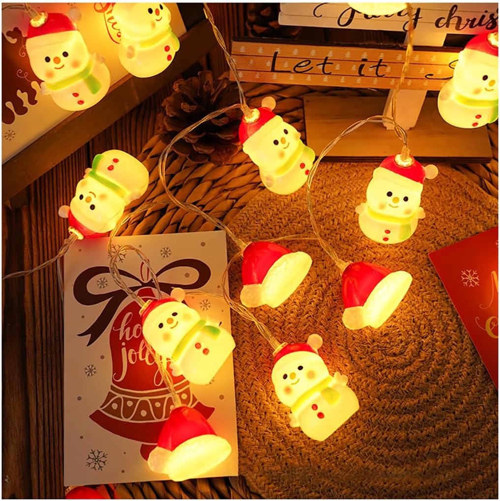 CAKERS Christmas Decor String Lights|Creative Cute Novelty Fairy Lights|Hanging Copper Wire Lights|Night Lights for Birthday Party Xmas Tree Decor,Christmas A,2m(6.5ft)-10LED-Battery