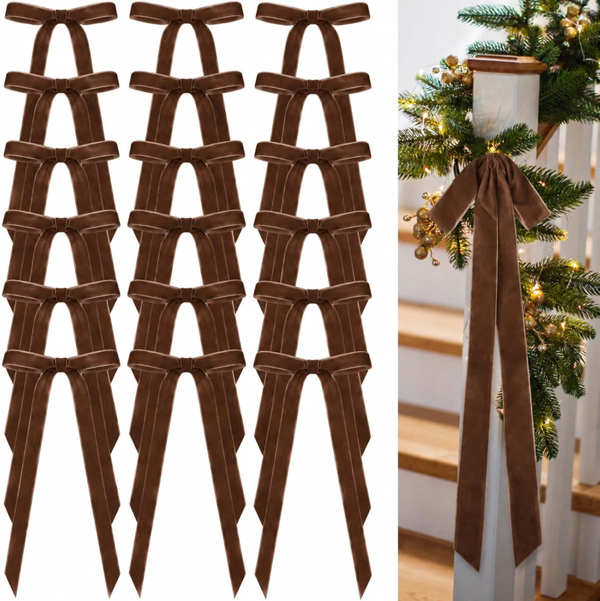 Glitinsel 24 Pcs Velvet Christmas Tree Bow, 10x18,1 w, Pastel | Vintage Christmas Ornaments Bow Velvet Ribbon Bows for Christmas Tree Garland Wreath Holiday Home Decorations