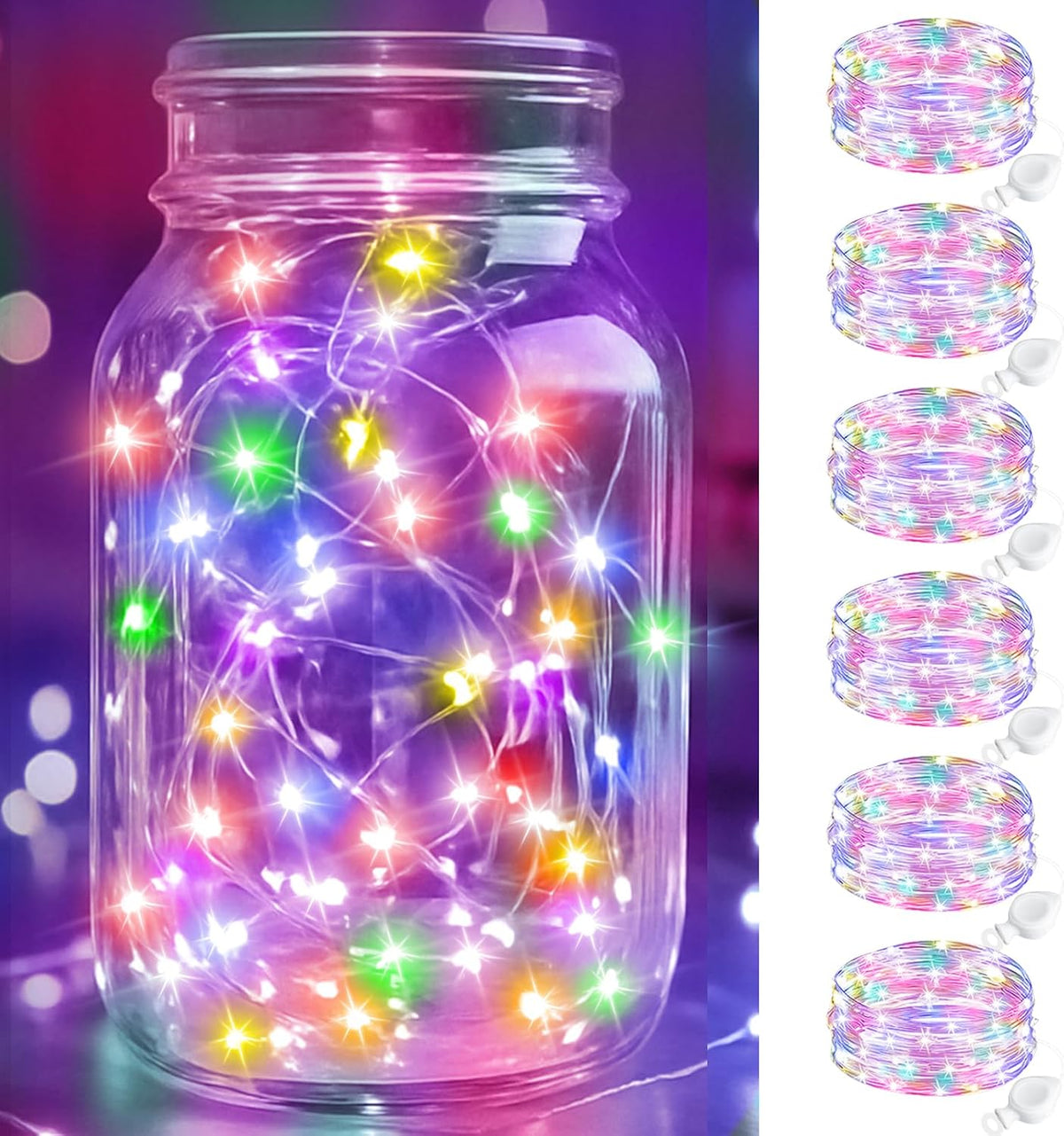 btfarm 100 Pack Fairy Lights Battery Operated, 7FT 20 LED Mini String Lights Waterproof Silver Wire for Mason Jars Centerpiece Table Crafts Bedroom Christmas Decoration, Warm White