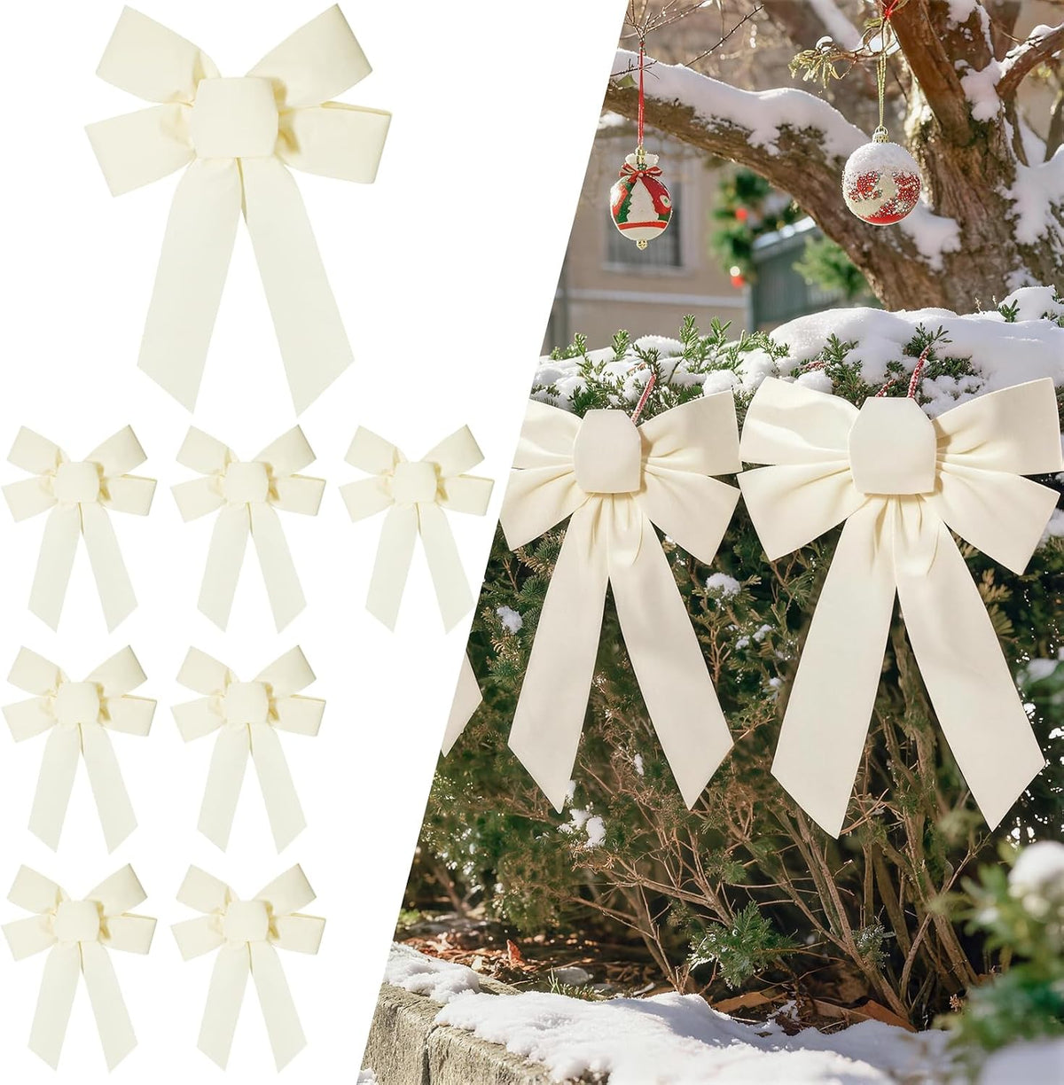 LaRibbons 13 x 9 Burgundy Velvet Christmas Bows Outdoor Decorations | 8 Pack Decorative Bows for Wreath, Tree, Garland & Holiday Decor, Indoor Outdoor Christmas Decorations