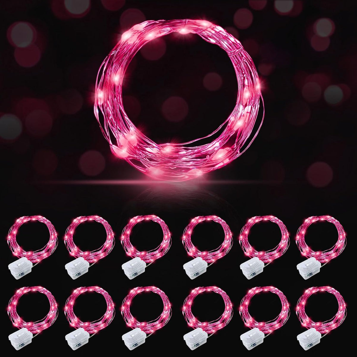 AIKEI 48 Pack LED Fairy Lights Battery Operated, Mini String Lights Waterproof 7 Feet 20 Led Firefly Starry Lighting for Wedding Party Bedroom Garden Halloween Christmas Decoration Colorful