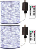 RESNICE 2 Pack Plug in Fairy Lights Silver Wire, 66FT 200 LED, Warm White | With Remote & Timer, 8 Modes, LED Fairy Lights Outdoor Indoor for Bedroom Patio Porch Garden Wreath Christmas Tree Wedding