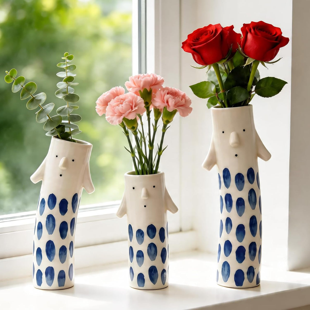 Handcrafted Ceramic Duck Vase, White Modern Flower Vase with Duck Design | Round Aesthetic Table Decor,Trendy Art Centerpiece,Small Funny Vase for Bathroom & Coffee Table,Unique Goose Home Decor Gift