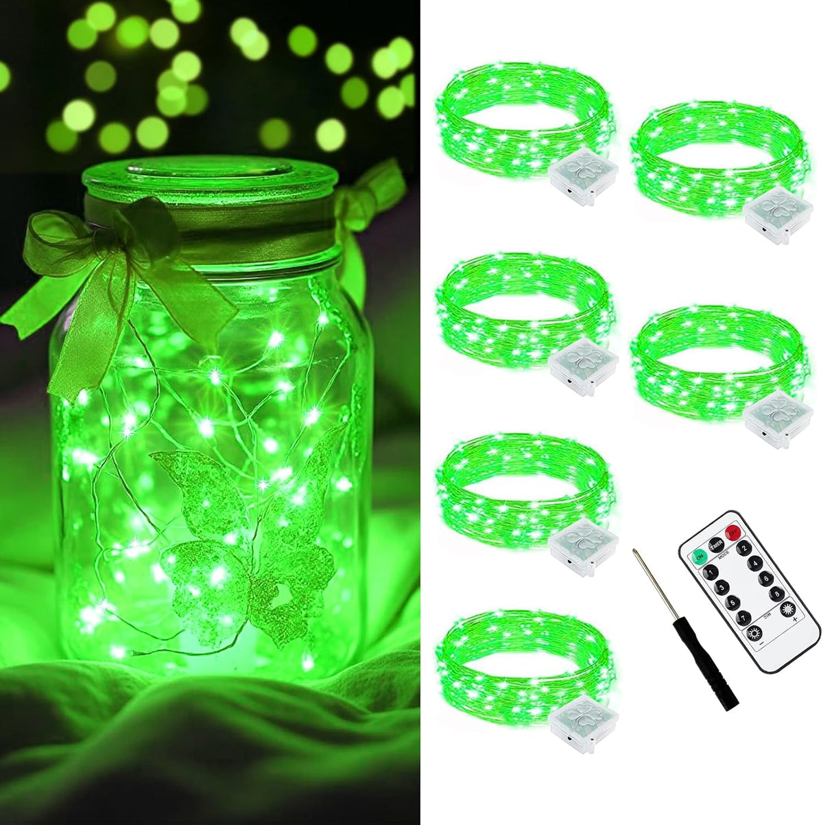 AIKEI 48 Pack LED Fairy Lights Battery Operated, Mini String Lights Waterproof 7 Feet 20 Led Firefly Starry Lighting for Wedding Party Bedroom Garden Halloween Christmas Decoration Colorful