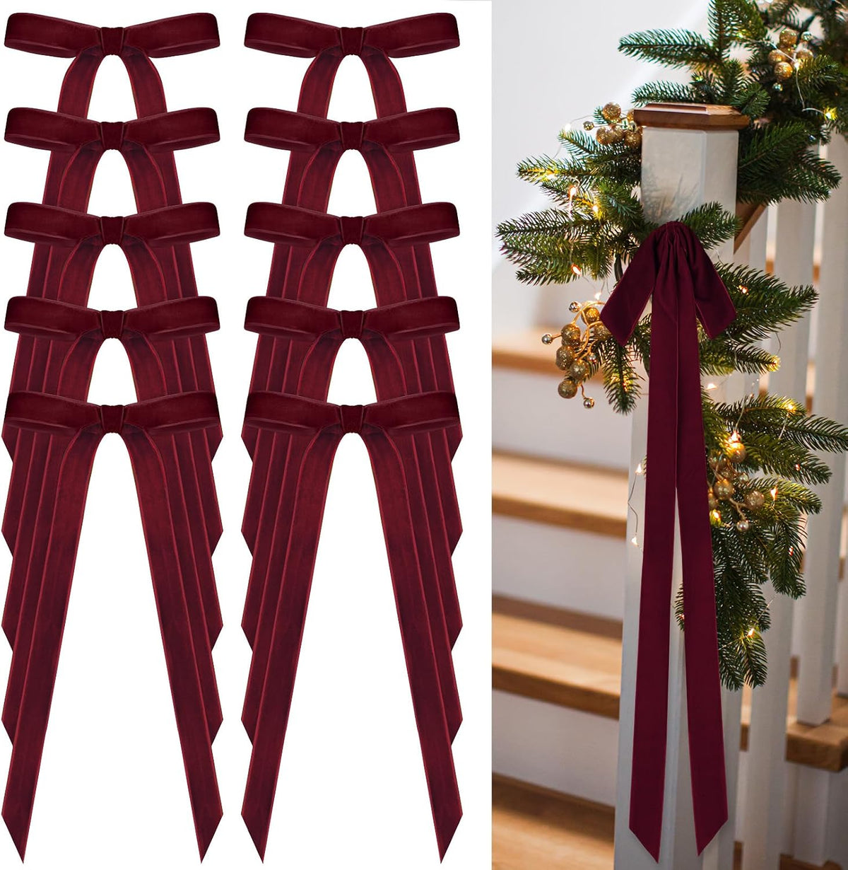 Glitinsel 24 Pcs Velvet Christmas Tree Bow, 10x18,1 w, Pastel | Vintage Christmas Ornaments Bow Velvet Ribbon Bows for Christmas Tree Garland Wreath Holiday Home Decorations