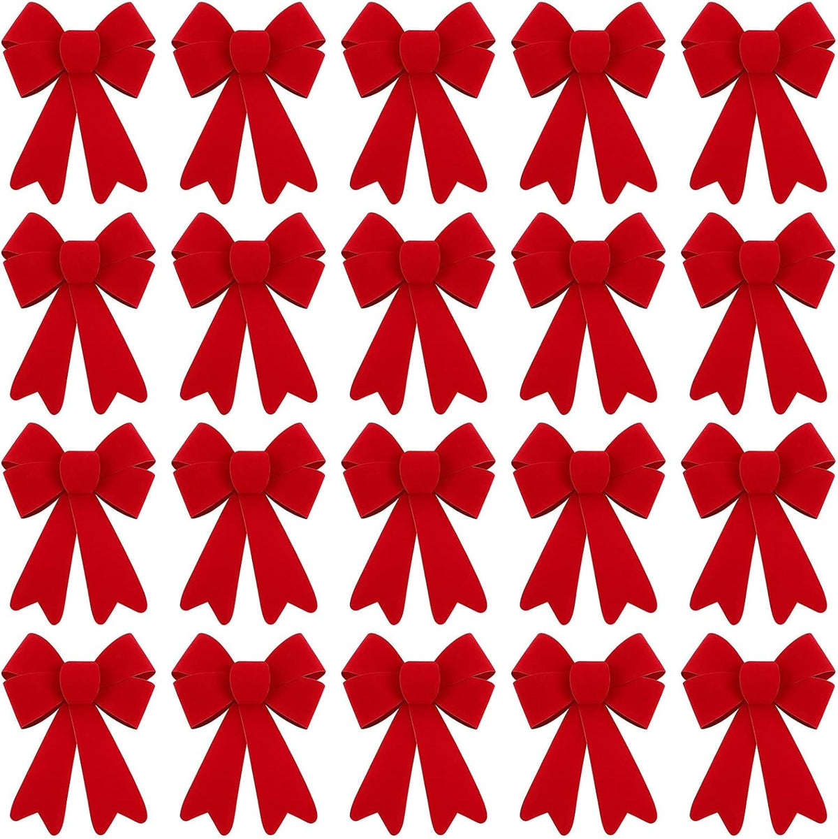 MCEAST 20 Pieces Red Christmas Bows 6.2 x 4.7 Inches Holiday Tree Bows Xmas Wreath Bows for Hanging and Decorating Doors Christmas Trees Weddings Parties