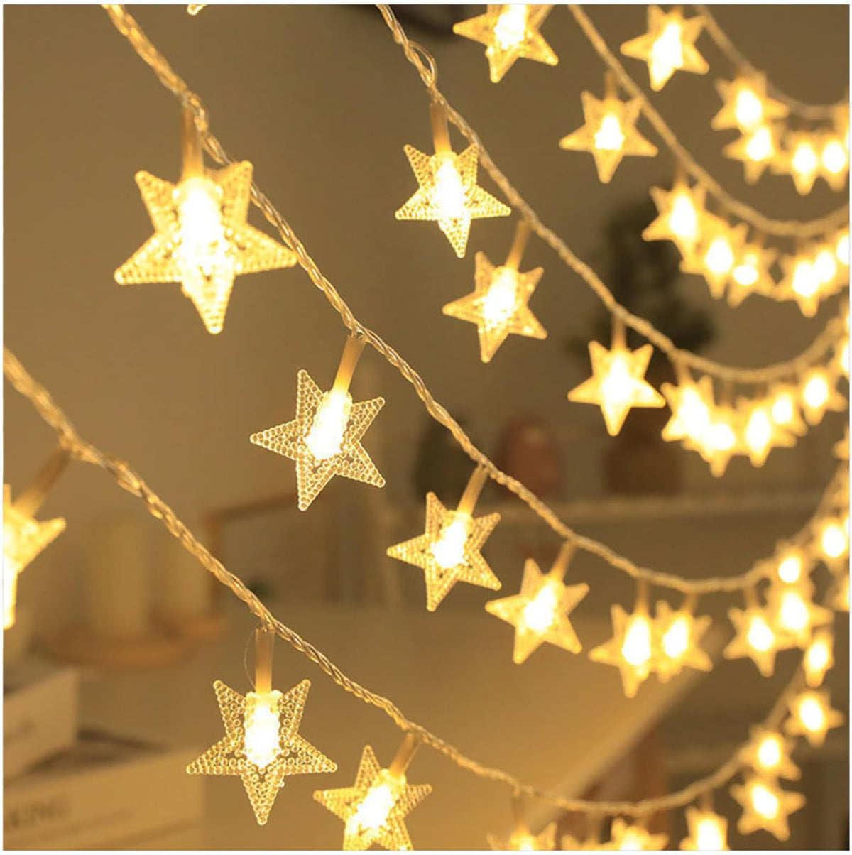 CAKERS Christmas Decor String Lights|LED Copper Wire Ambient Lamp|Creative Fairy Lights for Bedroom Home Party Patio,Round(Warm White),3m(9.8ft)-20LED-USB