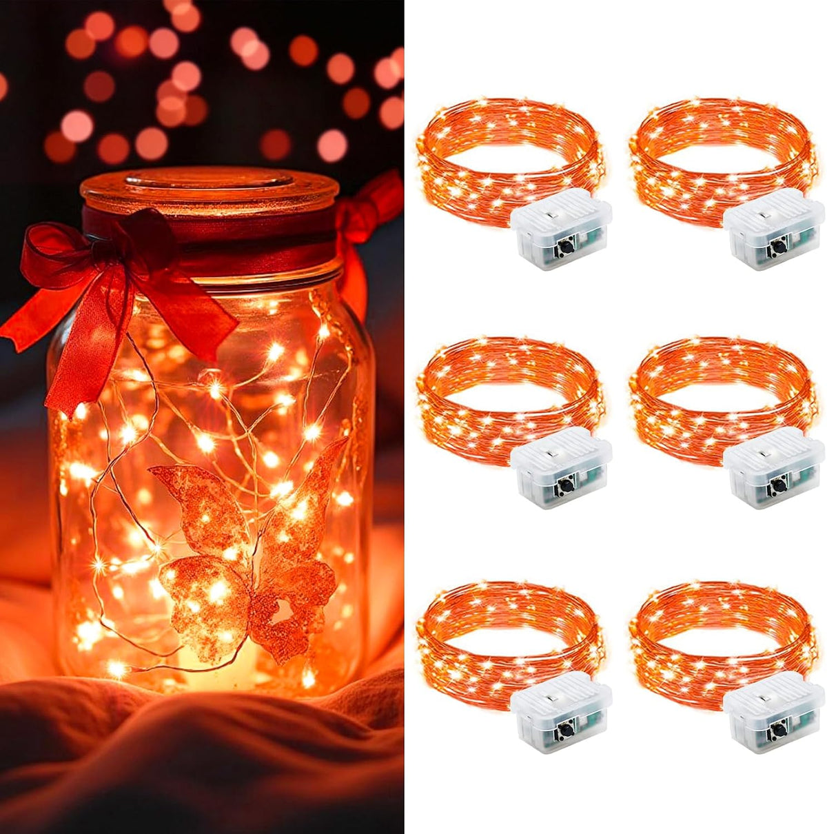 AIKEI 48 Pack LED Fairy Lights Battery Operated, Mini String Lights Waterproof 7 Feet 20 Led Firefly Starry Lighting for Wedding Party Bedroom Garden Halloween Christmas Decoration Colorful