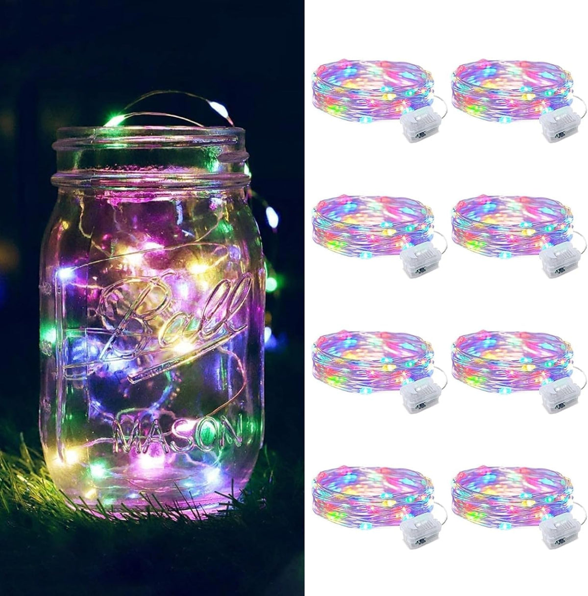 ZGWJ 24 Pack Multicolor Fairy Lights, Mini String Lights | Battery Operated 7 FT 20 LED Waterproof 3 Modes for DIY, Parties, Wedding, Halloween, Christmas Decoration
