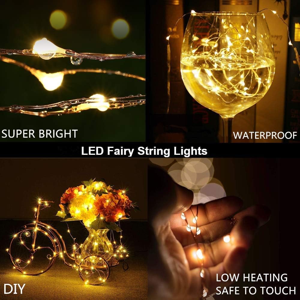 Fairy Lights Battery Operated 3.3FT 1M 10LED String Lights Waterproof Twinkle Lights for Christmas Bedroom DIY Crafts Wedding Party Decor