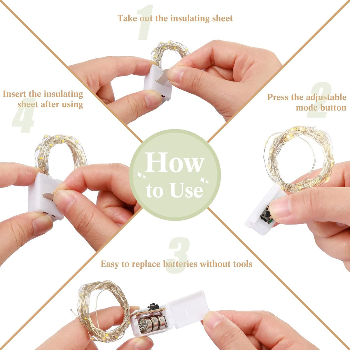 Tuanse 100 Pack Led Fairy Lights Battery Operated String Light 9.8FT Waterproof Silver Wire Firefly Starry Moon Light 30Led for Mason Jars DIY Crafts Wedding Table Centerpieces Christmas Party Decor