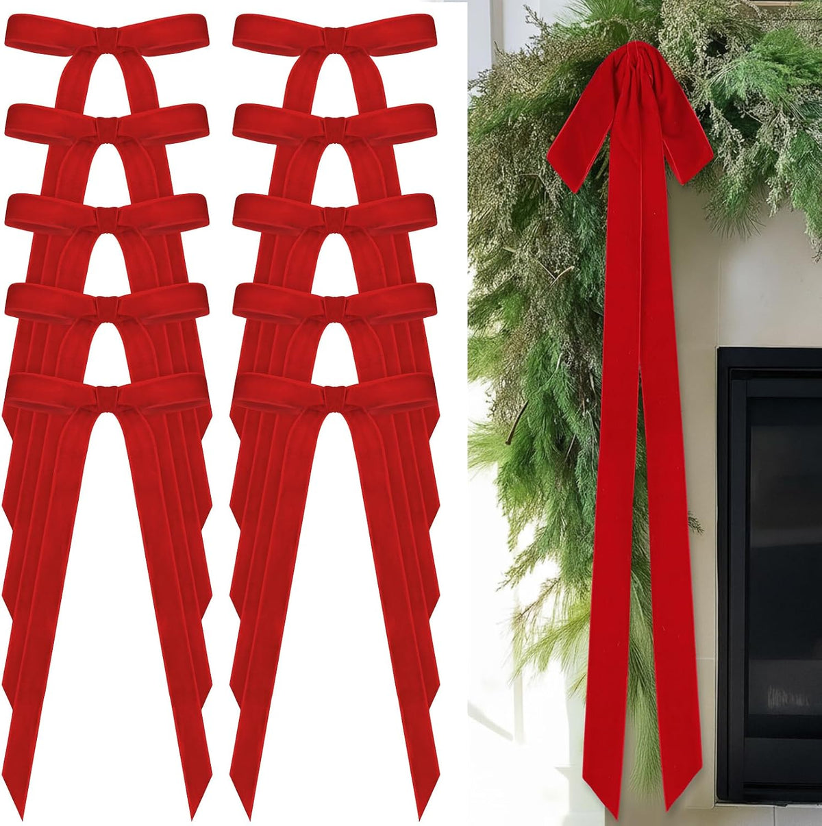 Glitinsel 24 Pcs Velvet Christmas Tree Bow, 10x18,1 w, Pastel | Vintage Christmas Ornaments Bow Velvet Ribbon Bows for Christmas Tree Garland Wreath Holiday Home Decorations