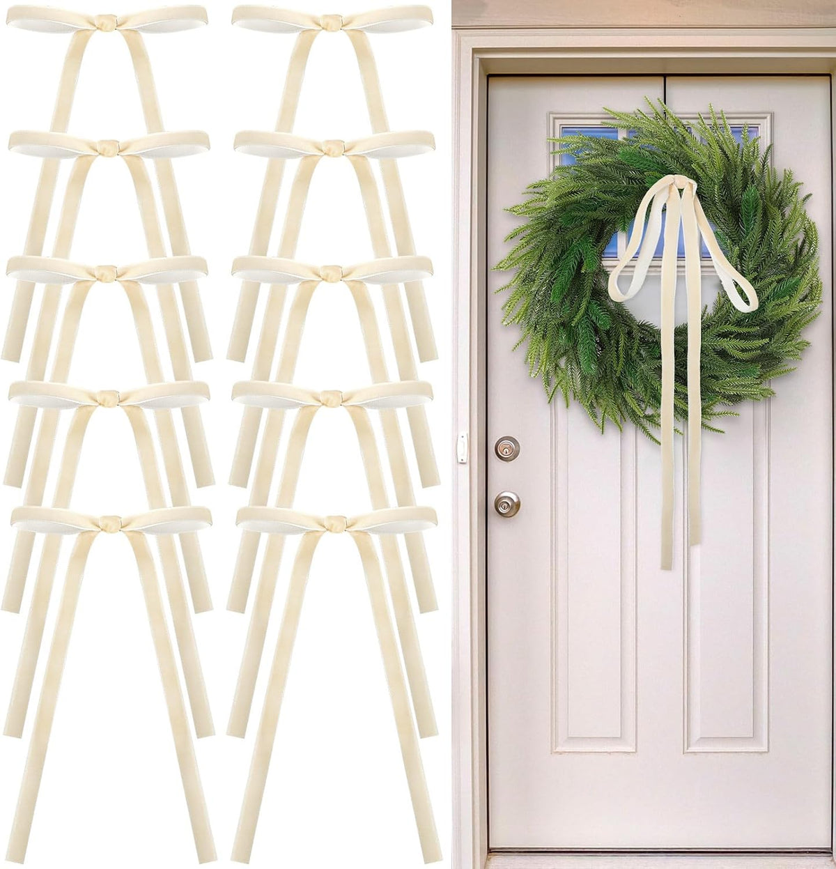 Glitinsel 24 Pcs Velvet Christmas Tree Bow, 10x18,1 w, Pastel | Vintage Christmas Ornaments Bow Velvet Ribbon Bows for Christmas Tree Garland Wreath Holiday Home Decorations