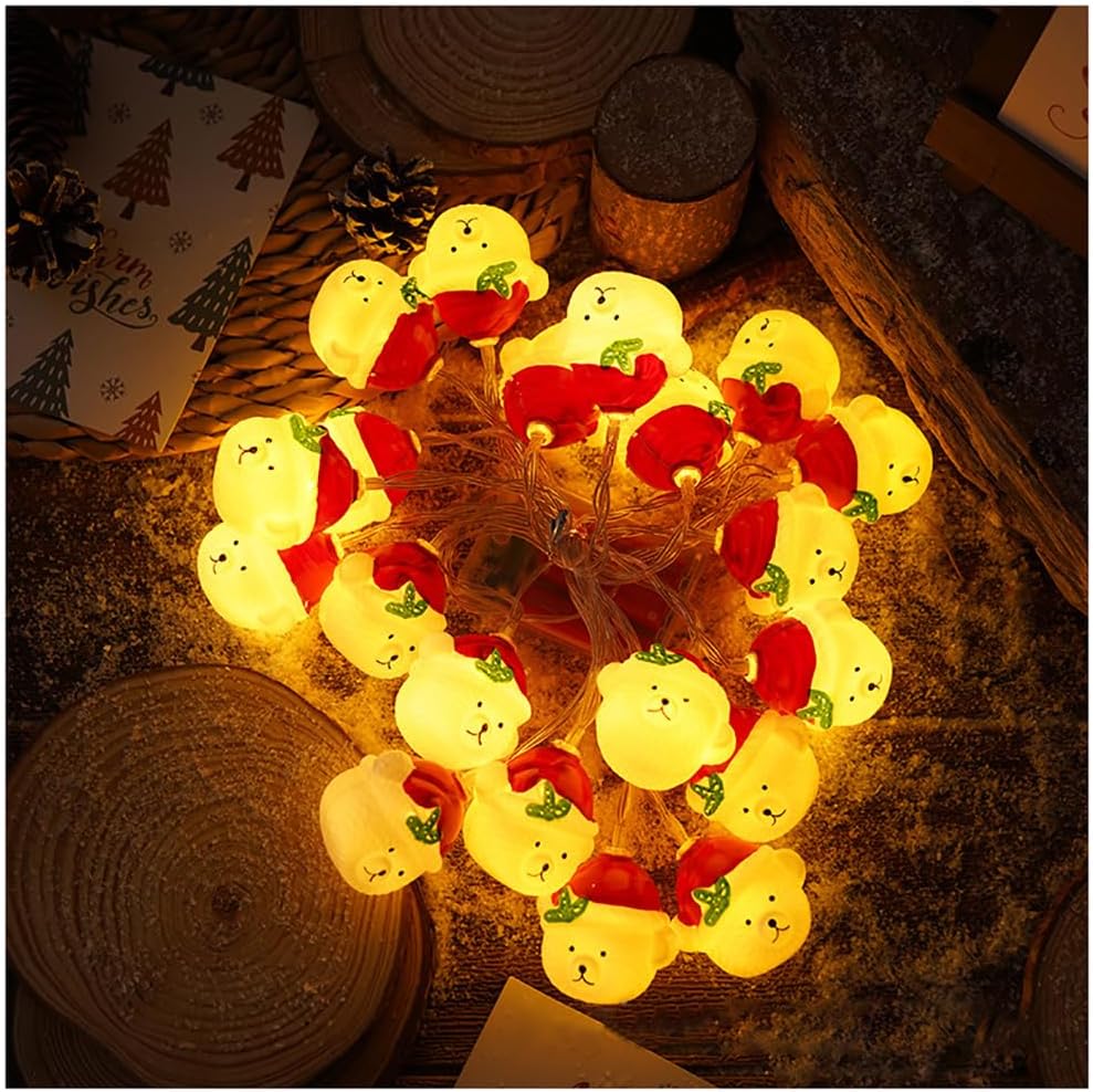 CAKERS Christmas Decor String Lights|Creative Cute Novelty Fairy Lights|Hanging Copper Wire Lights|Night Lights for Birthday Party Xmas Tree Decor,Christmas A,2m(6.5ft)-10LED-Battery