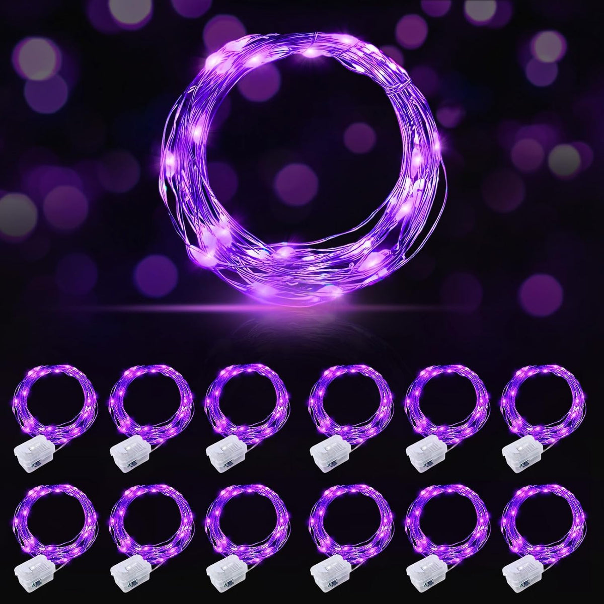 AIKEI 48 Pack LED Fairy Lights Battery Operated, Mini String Lights Waterproof 7 Feet 20 Led Firefly Starry Lighting for Wedding Party Bedroom Garden Halloween Christmas Decoration Colorful