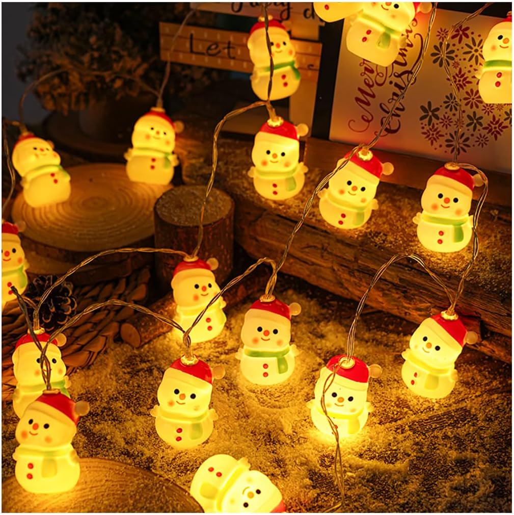 CAKERS Christmas Decor String Lights|Creative Cute Novelty Fairy Lights|Hanging Copper Wire Lights|Night Lights for Birthday Party Xmas Tree Decor,Christmas A,2m(6.5ft)-10LED-Battery