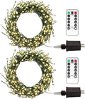 50ft 500LED Christmas Fairy String Lights Plug in, 8 Modes Warm White | Waterproof Remote Control Timer for indoor and outdoor, Green Wire Cluster String Lights, Garden Bedroom Tree Holiday