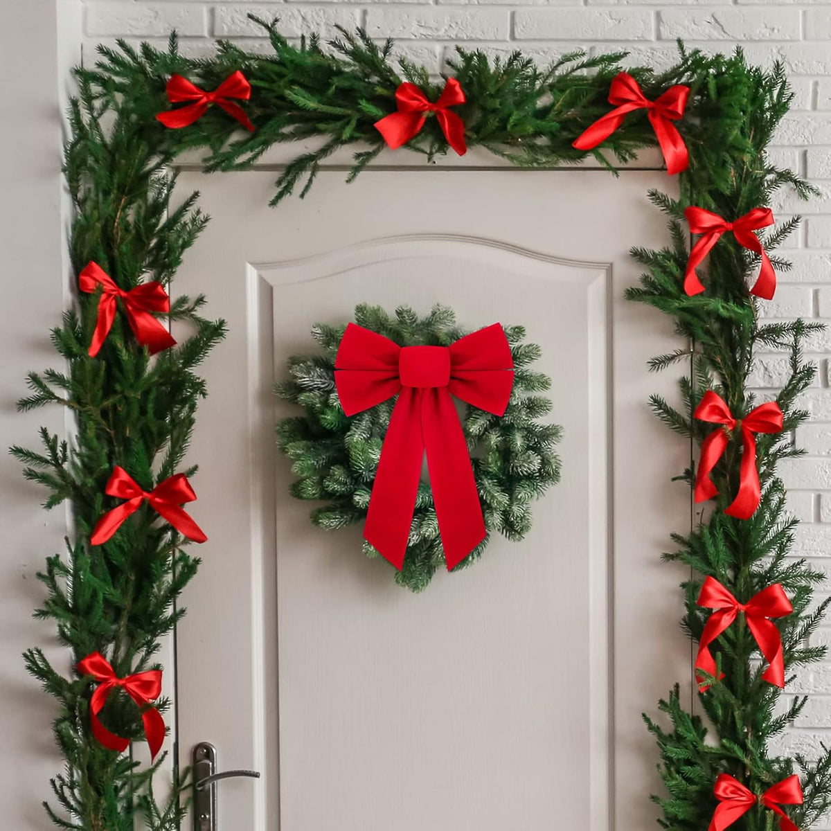 ANVAVO 16 Pack Red Velvet Christmas Bows Holiday Christmas Bows Christmas Wreaths Decoration, 9 x 13 inches