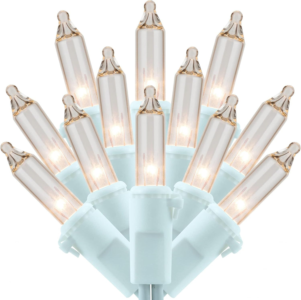200 Warm White Christmas Lights, 2 Set 33 ft 100 ct White Wire String Light | 2-Strand, 4 Spacing, 66' Total Length, 200 Total Lights, Incandescent-Style LED Bulbs, End-to-End