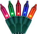 YULETIME 200 Clear Christmas String Lights, 2-Set 21 ft 100 ct Brown Wire | Incandescent Bulbs, End-to-End Connectable, UL Certified, 2-Strand, 200 Total Lights, 42' Total Length, 2.5 Spacing